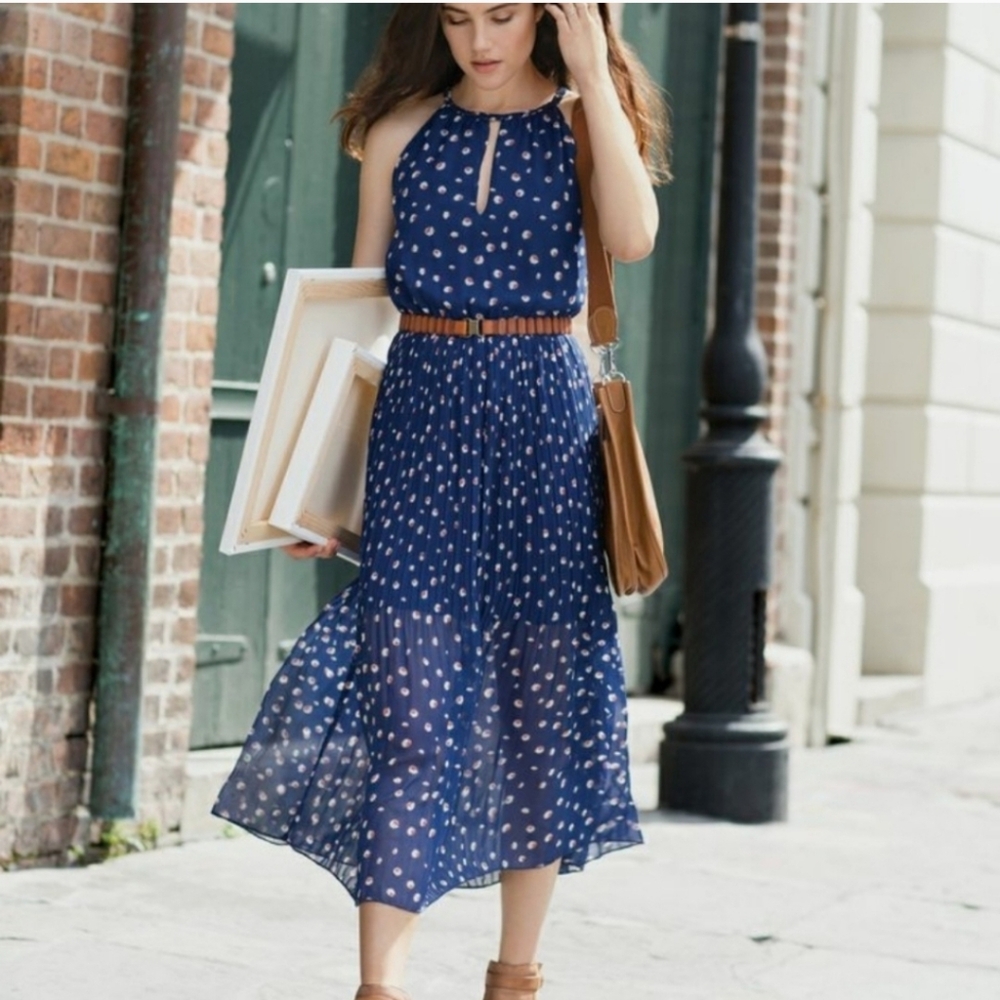 Maison Jules Blue Printed Midi Dress Size XXL